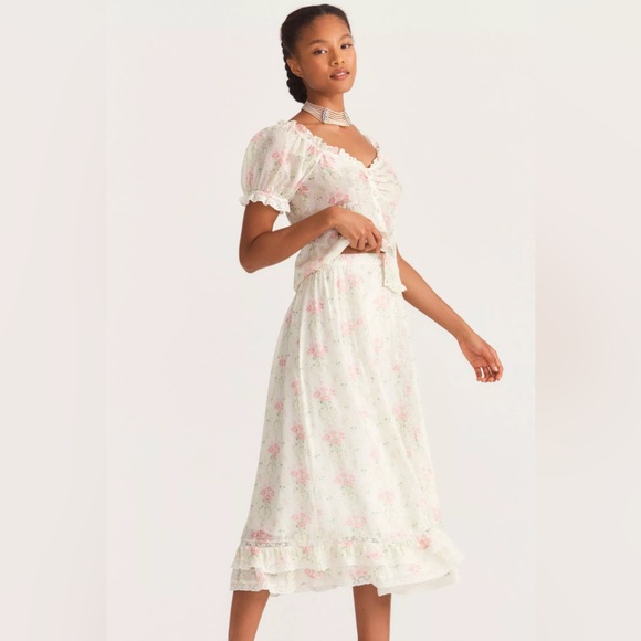 NWT LoveShackFancy Navya Silk Midi Skirt - Picture 4 of 8